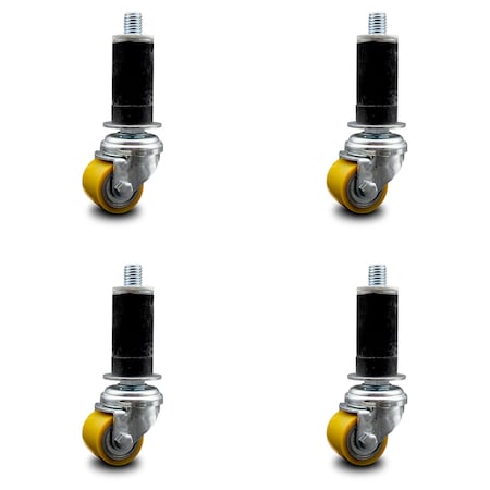 Service Caster Low Profile Polyurethane 35mm Wheel 1-1/8 Inch Expanding Stem Caster, 4PK SCC-EX04S13810-PUB-118-4
